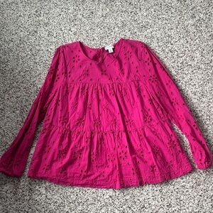 Pink Eyelet Long Sleeve Blouse sz small